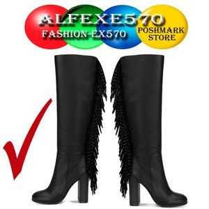 Kenneth Cole Justin Fringe Women Boots Studs Size- 6.5-M  COD/196